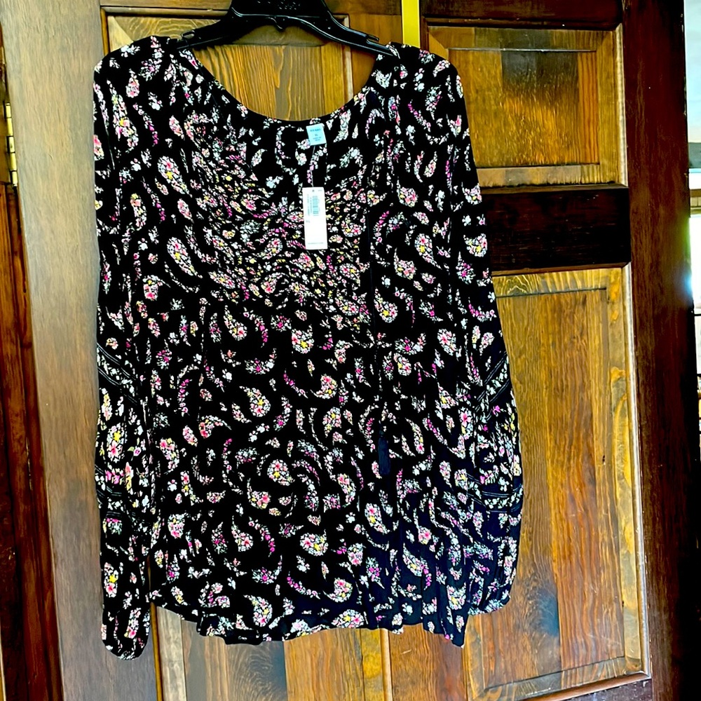 Paisley print peasant top